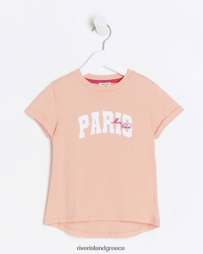 River Island ενδύματα κοράλλι κορίτσια mg μπλουζάκι Paris B6N8X6560