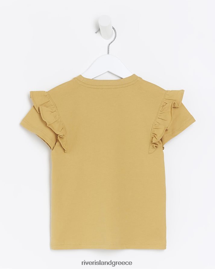 River Island ενδύματα κίτρινος κορίτσια mg be kind frill t-shirt B6N8X3523