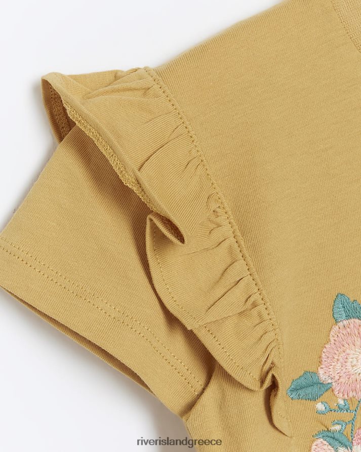 River Island ενδύματα κίτρινος κορίτσια mg be kind frill t-shirt B6N8X3523