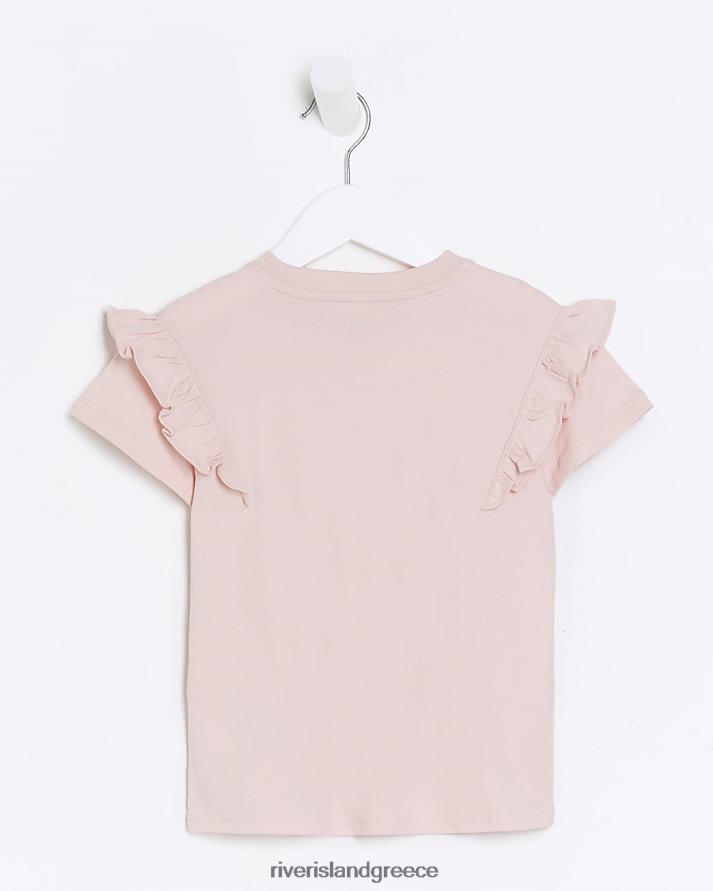 River Island ενδύματα ροζ κορίτσια mg frill kindness t-shirt B6N8X3524