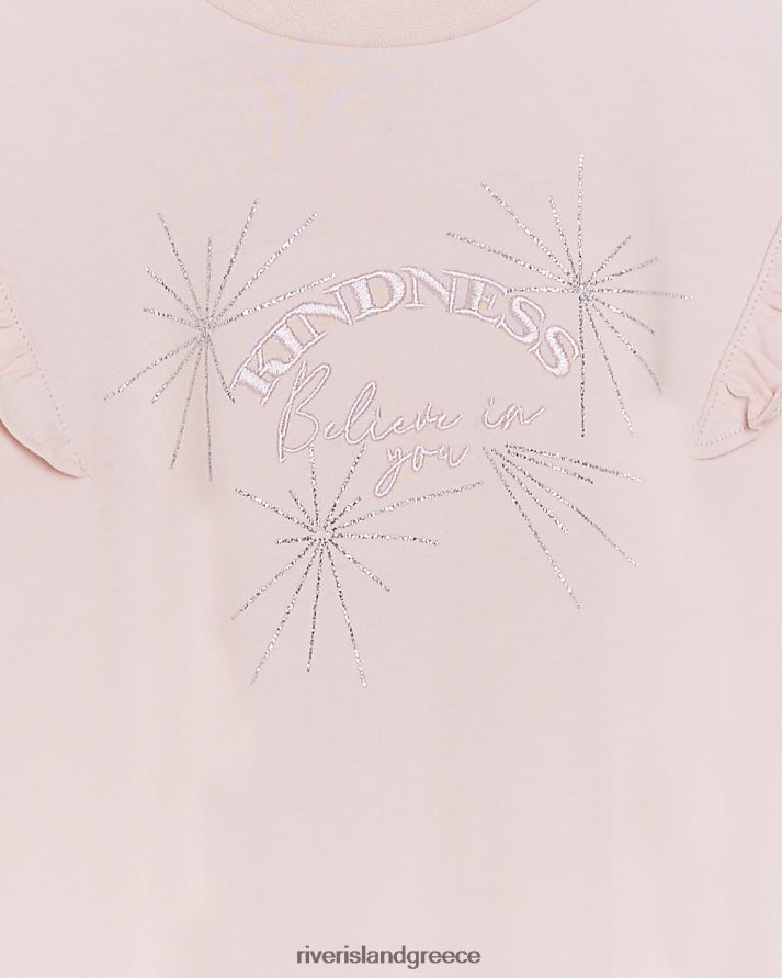 River Island ενδύματα ροζ κορίτσια mg frill kindness t-shirt B6N8X3524