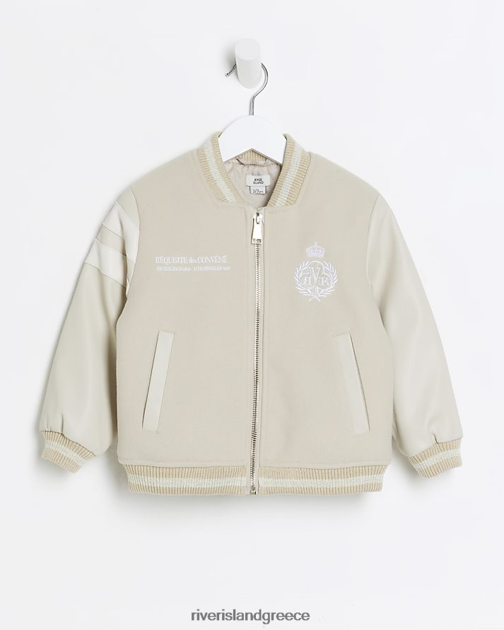 River Island ενδύματα κρέμα κορίτσια Mg πανεπιστημιακό μπουφάν bomber B6N8X6645