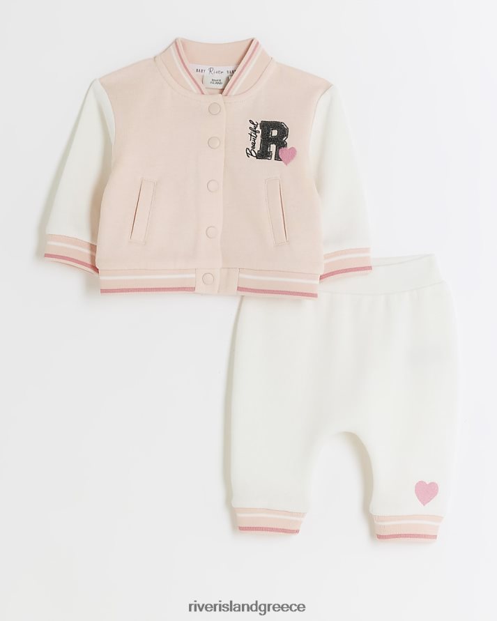 River Island ενδύματα ροζ κορίτσια Σετ μπουφάν πανεπιστημίου bg B6N8X6633