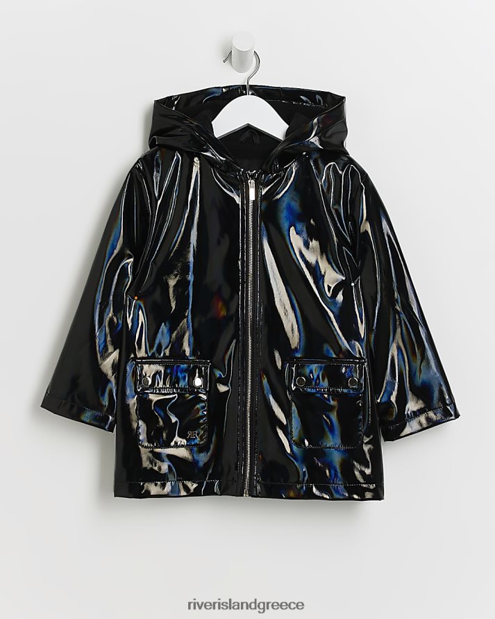 River Island ενδύματα μαύρος κορίτσια mg ανθεκτικό στο ντους παλτό βροχής B6N8X3513