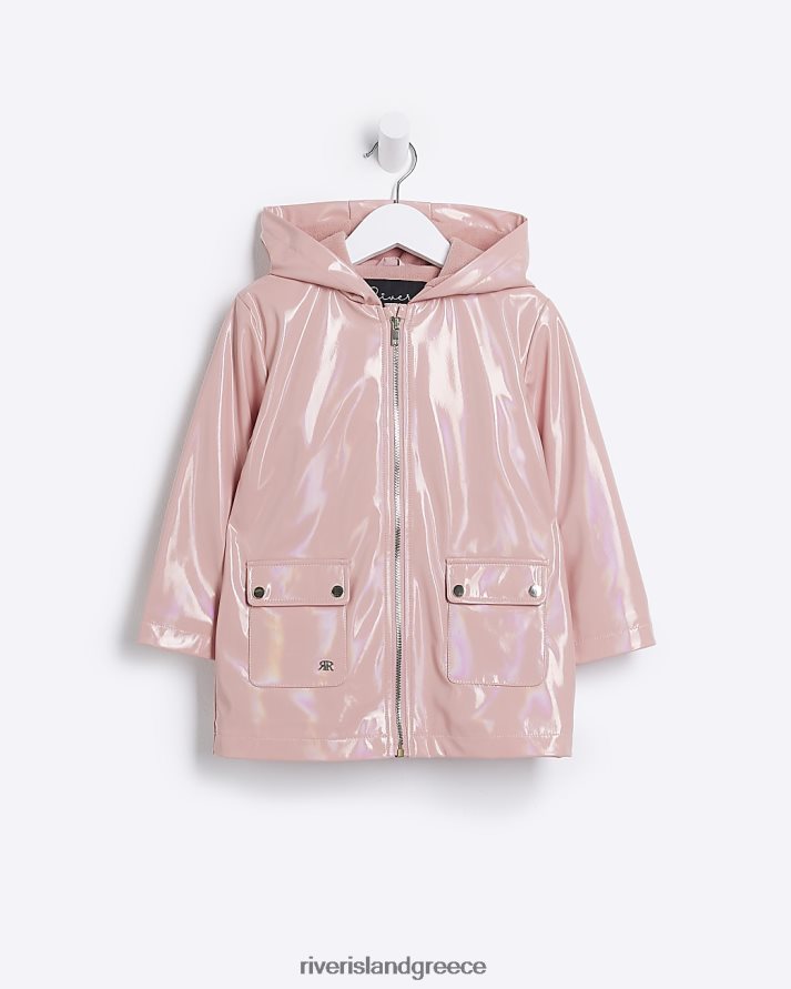 River Island ενδύματα ροζ κορίτσια mg ιριδίζον αδιάβροχο παλτό B6N8X3514