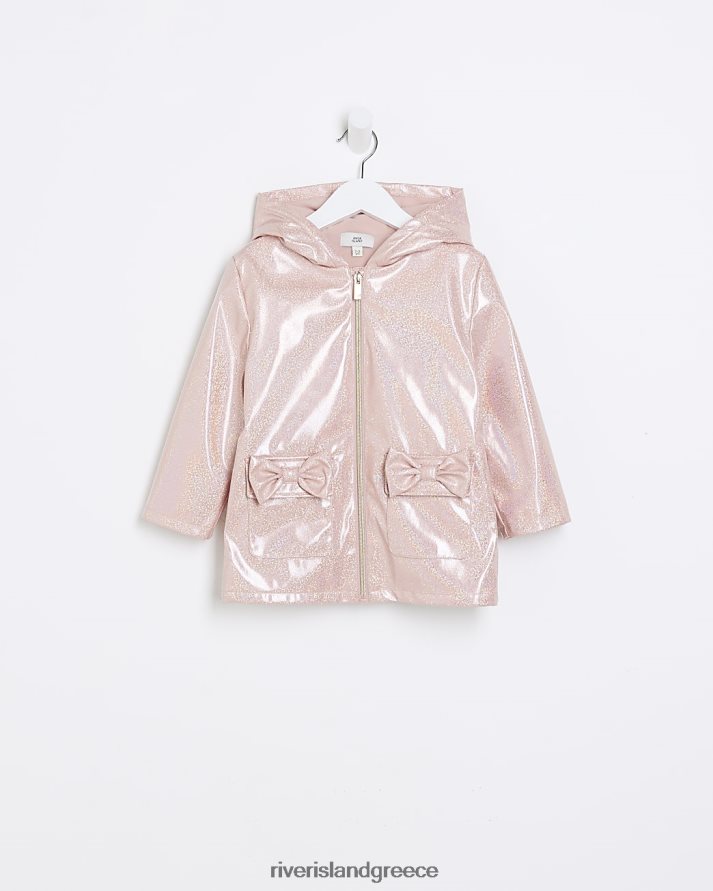 River Island ενδύματα ροζ κορίτσια mg γκλίτερ αδιάβροχο με κουκούλα B6N8X3515