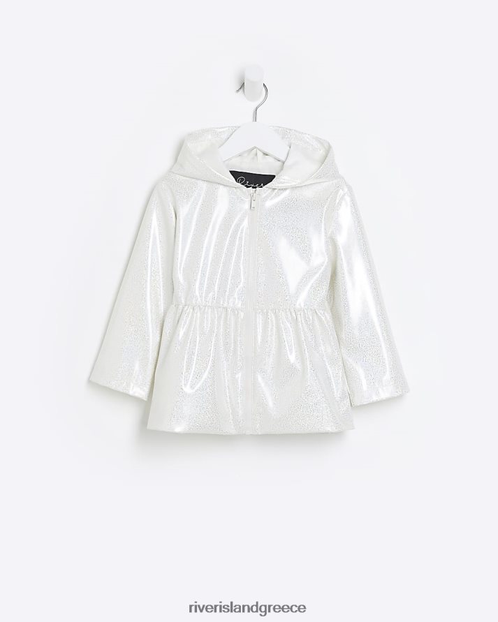 River Island ενδύματα άσπρο κορίτσια mg ιριδίζον αδιάβροχο B6N8X3563
