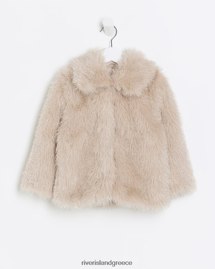 River Island ενδύματα ροζ κορίτσια mg παλτό από ψεύτικη γούνα από πούλιες B6N8X6520