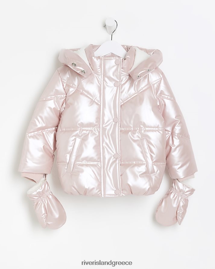 River Island ενδύματα ροζ κορίτσια mg γάντι με κουκούλα B6N8X6563