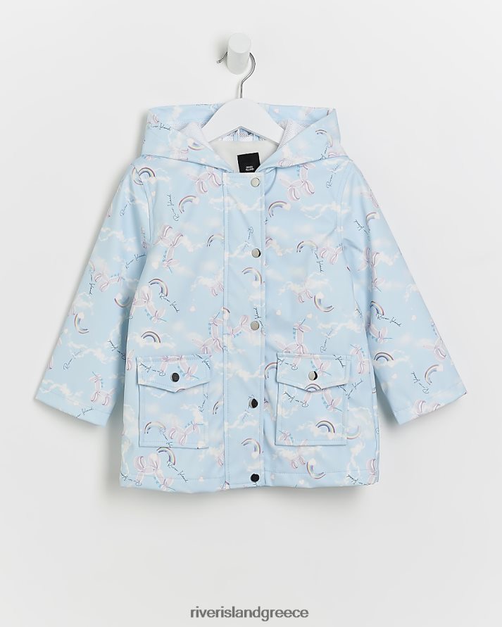 River Island ενδύματα μπλε κορίτσια mg ανθεκτικό στο ντους παλτό βροχής B6N8X6714