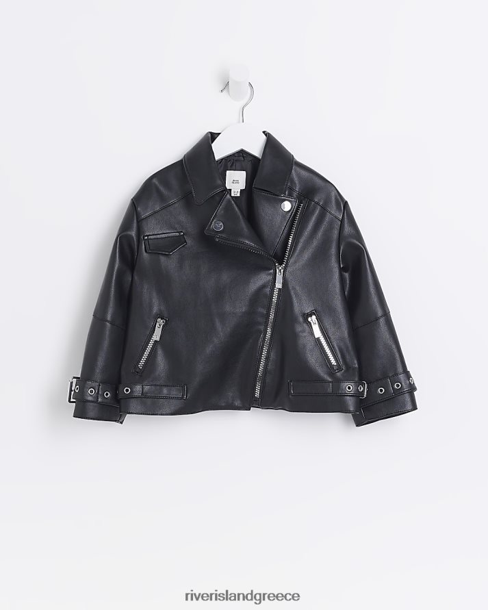 River Island ενδύματα μαύρος κορίτσια mg από τεχνητό δέρμα biker jacket B6N8X6699