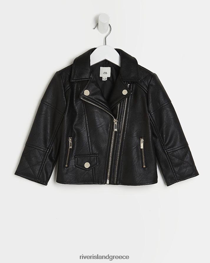 River Island ενδύματα μαύρος κορίτσια mg από τεχνητό δέρμα biker jacket B6N8X6715