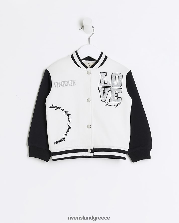 River Island ενδύματα μαύρος κορίτσια mg κεντημένο μπουφάν bomber B6N8X3500