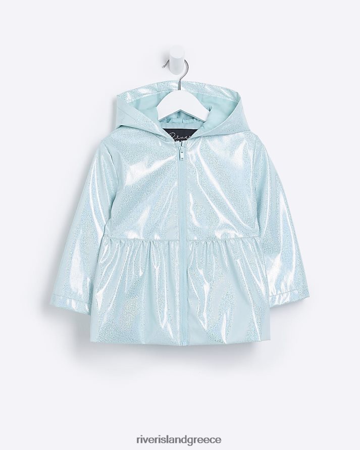 River Island ενδύματα μπλε κορίτσια mg γκλίτερ αδιάβροχο peplum B6N8X3562