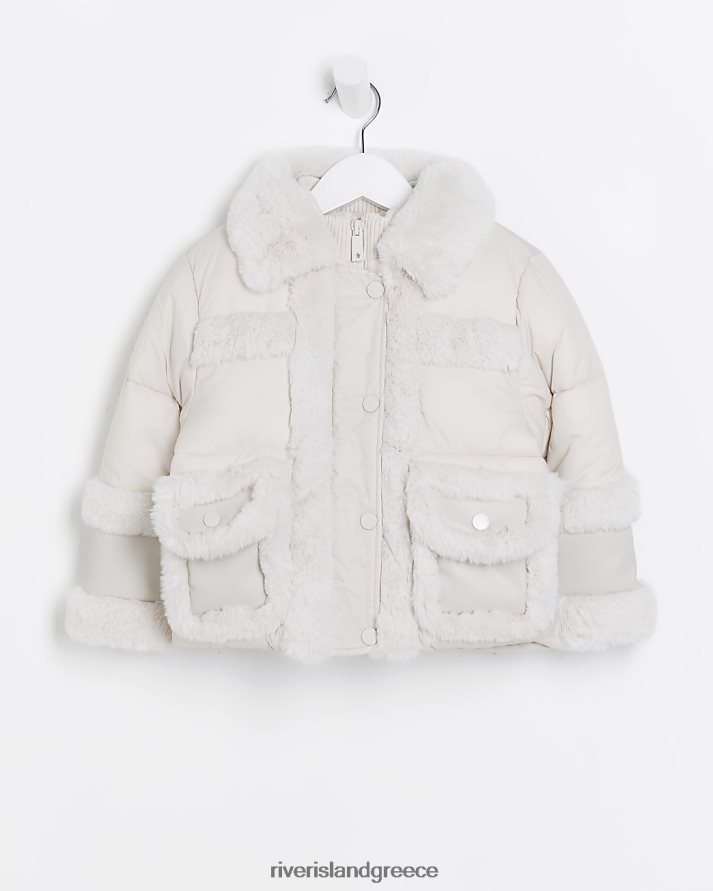 River Island ενδύματα κρέμα κορίτσια mg puffer aviator coat B6N8X6580