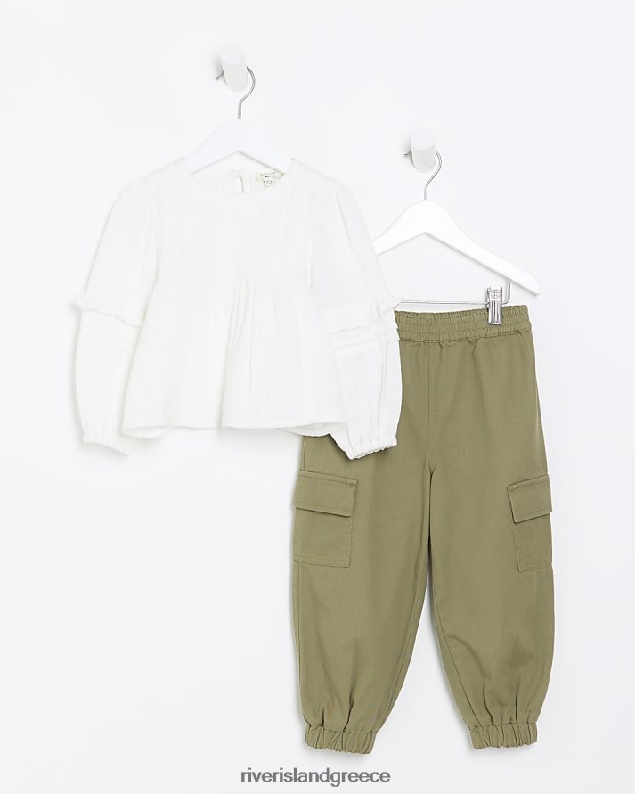 River Island ενδύματα άσπρο κορίτσια Σετ μπλούζα και παντελόνι mg B6N8X6642