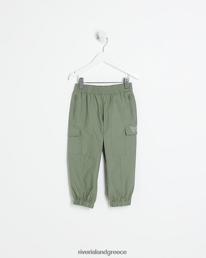 River Island ενδύματα χακί κορίτσια mg κεντημένο cargo παντελόνι B6N8X3569