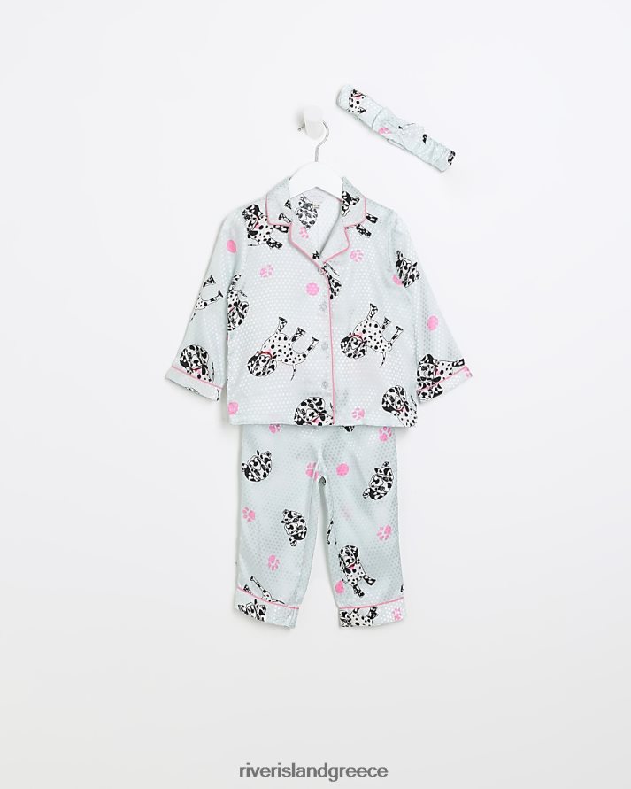 River Island ενδύματα πράσινος κορίτσια Σετ πιτζάμες δαλματίας σατέν mg B6N8X6737