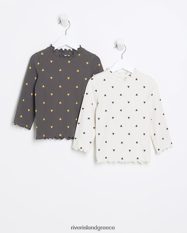 River Island ενδύματα γκρί κορίτσια mg μαρούλι παϊδάκι επάνω 2 συσκευασία B6N8X6612