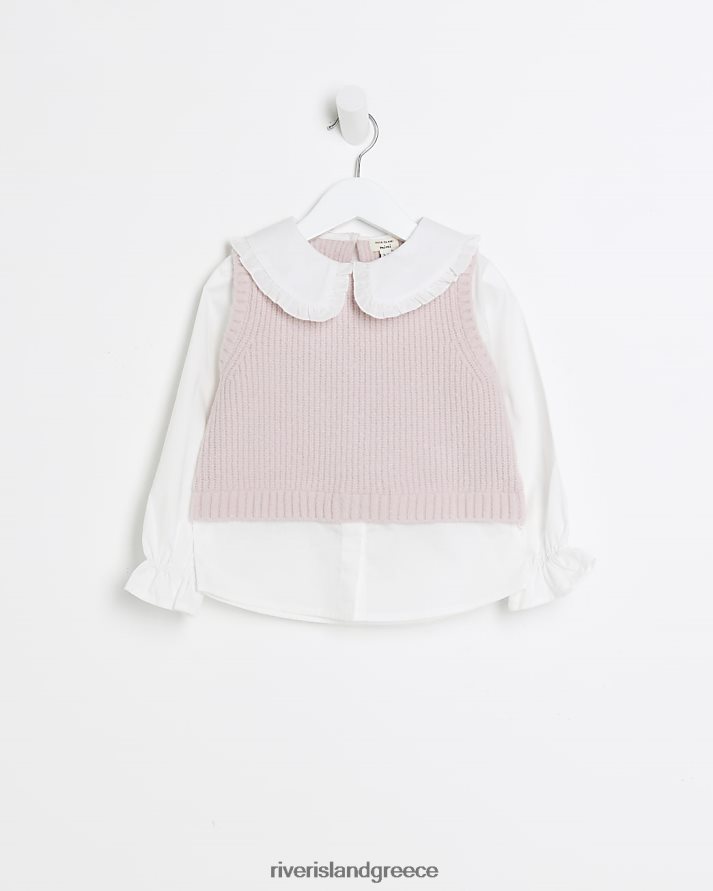 River Island ενδύματα ροζ κορίτσια mg πλεκτό γιλέκο με γιακά B6N8X3522