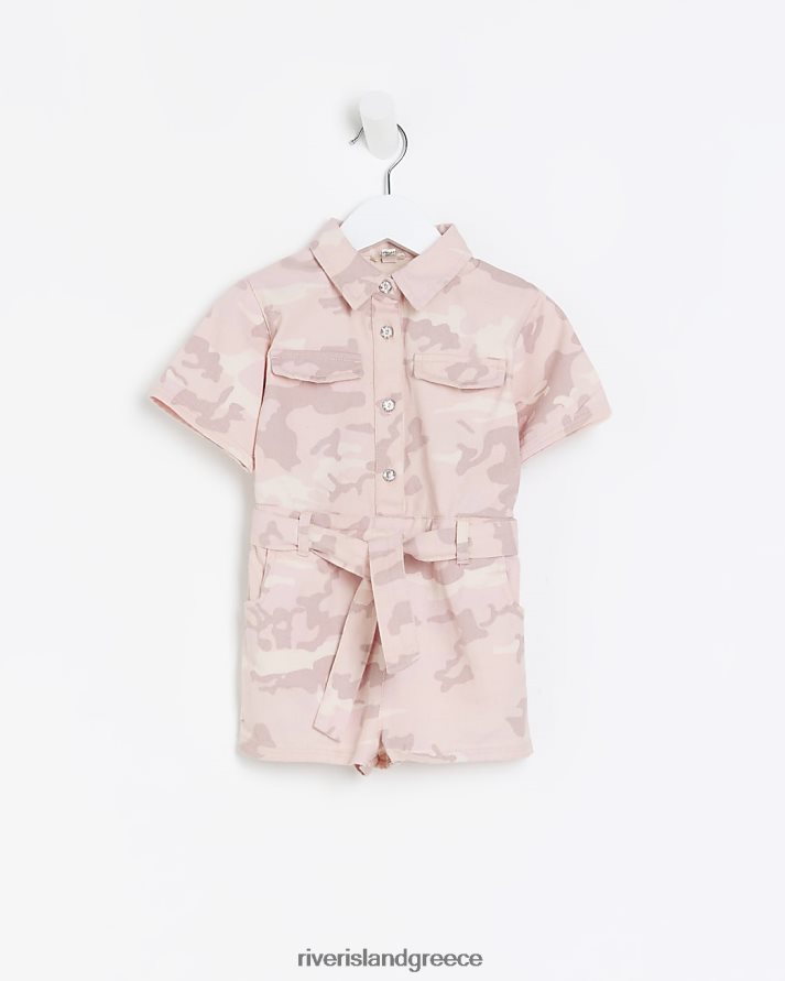 River Island ενδύματα ροζ κορίτσια mg camo utility πουκάμισο playsuit B6N8X6561