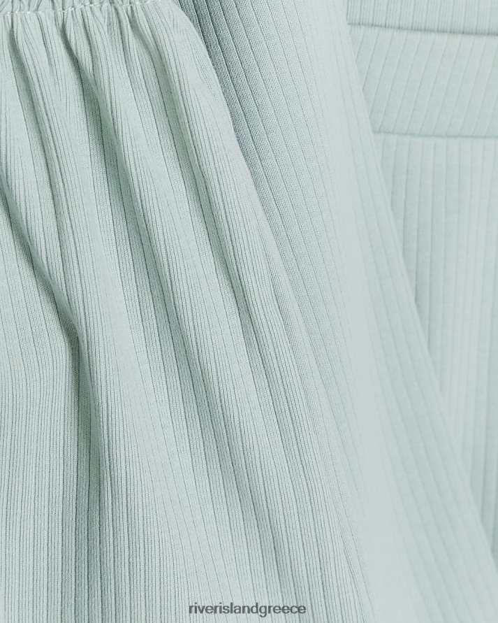 River Island ενδύματα πράσινος κορίτσια mg rib peplum top set B6N8X3479