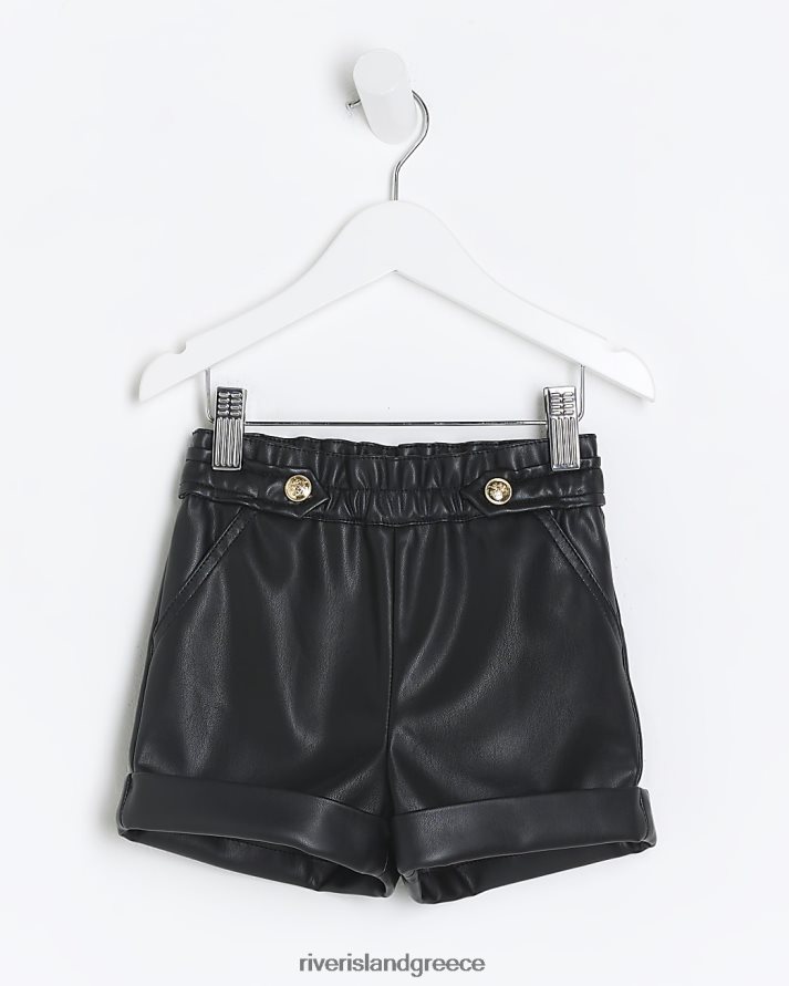 River Island ενδύματα μαύρος κορίτσια Σορτς χάρτινη σακούλα από ψεύτικο δέρμα mg B6N8X6524
