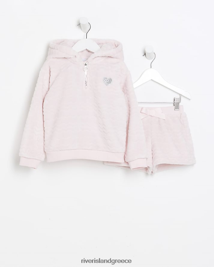 River Island ενδύματα ροζ κορίτσια mg ζεστό σετ κουκούλα και σορτς B6N8X6736
