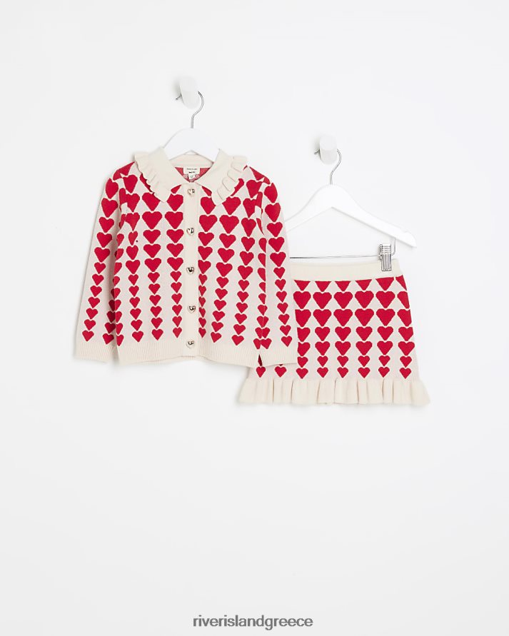 River Island ενδύματα το κόκκινο κορίτσια Mg καρδιά πλεκτή φούστα B6N8X6545