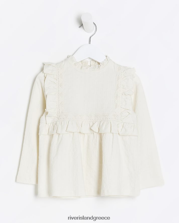 River Island ενδύματα κρέμα κορίτσια Mg frill broderie μπλούζα B6N8X6549