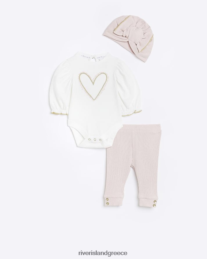 River Island ενδύματα ροζ κορίτσια Σετ κορμάκι και τουρμπάνι καρδιά bg B6N8X6702
