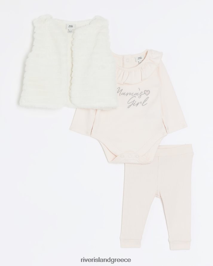 River Island ενδύματα ροζ κορίτσια bg στολή από ψεύτικη γούνα Gilet B6N8X3525