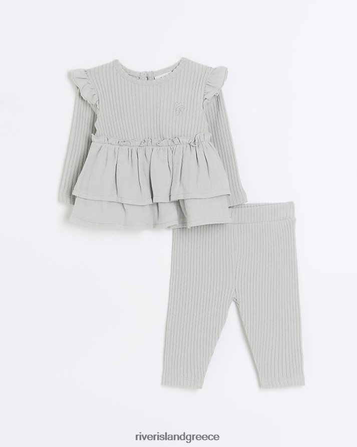 River Island ενδύματα γκρί κορίτσια bg στολή peplum με ραβδώσεις B6N8X3539