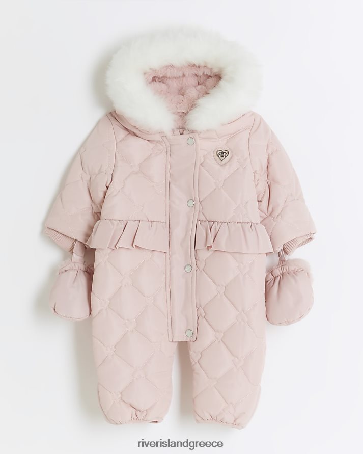 River Island ενδύματα ροζ κορίτσια bg peplum καπιτονέ χιονοστιβάδα B6N8X6583