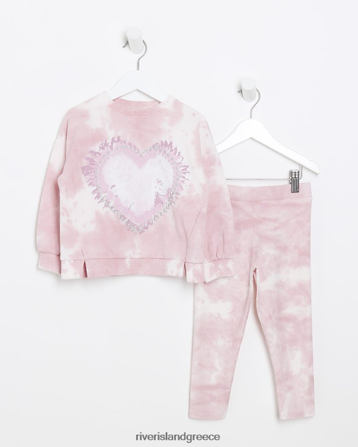 River Island ενδύματα ροζ κορίτσια mg στολή ιδρώτα βαφής καρδιάς B6N8X6533