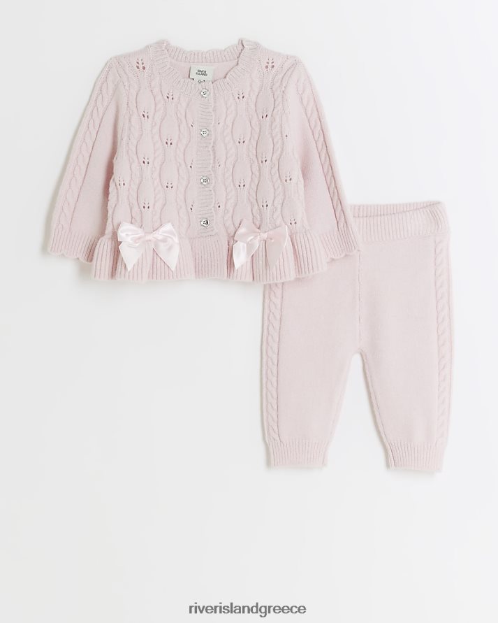 River Island ενδύματα ροζ κορίτσια Σετ ζακέτα πλεκτή καλωδίου bg B6N8X3534