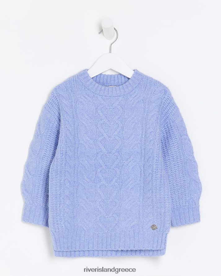 River Island ενδύματα μπλε κορίτσια mg πλεκτό μπλουζάκι καλωδίου B6N8X6578