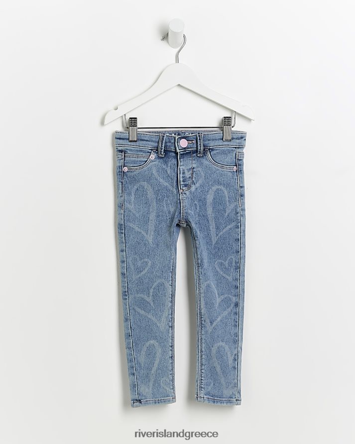 River Island ενδύματα τζην κορίτσια mg καρδιά γραφικό στενό τζιν B6N8X6704