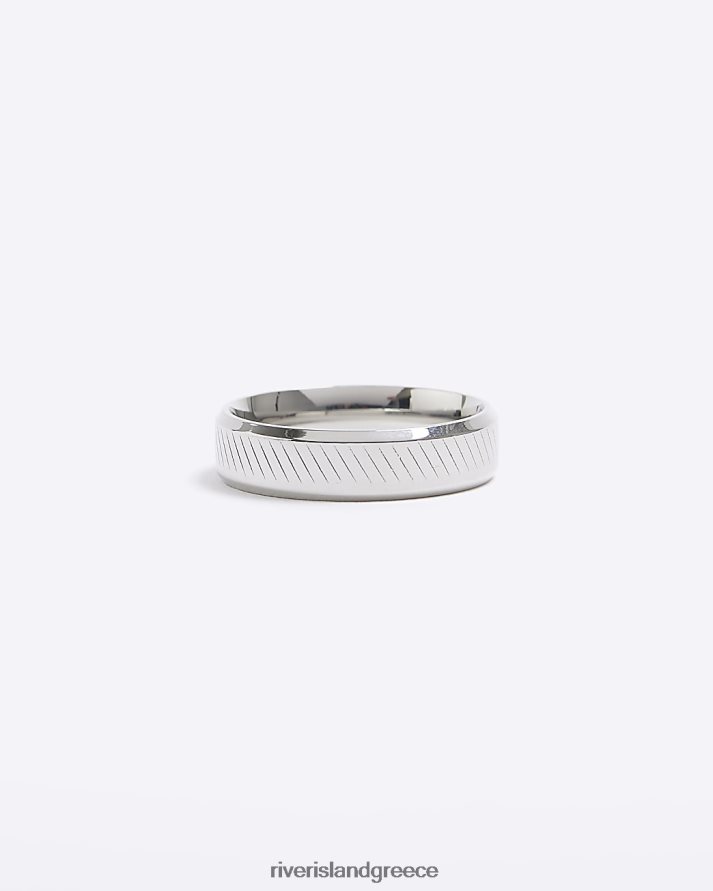 River Island αξεσουάρ ασήμι άνδρες έγχρωμο ατσάλι κάθετο δαχτυλίδι B6N8X5560