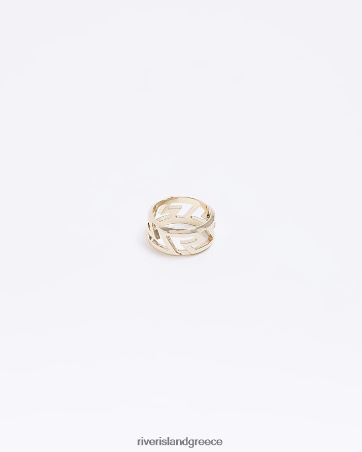 River Island αξεσουάρ χρυσός άνδρες έγχρωμο κομμένο δαχτυλίδι B6N8X5851