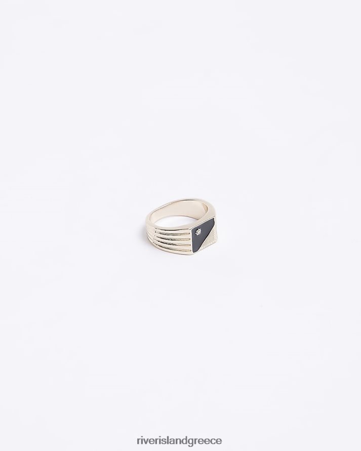 River Island αξεσουάρ χρυσός άνδρες χρώματος σμάλτο τετράγωνο δαχτυλίδι B6N8X5877