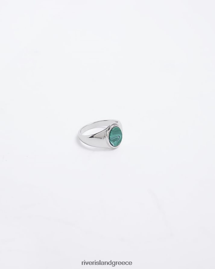 River Island αξεσουάρ πράσινος άνδρες πέτρινο δαχτυλίδι σφραγίδα B6N8X5906