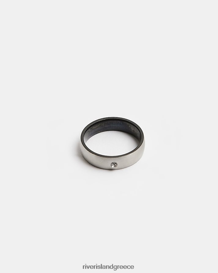 River Island αξεσουάρ ασήμι άνδρες δαχτυλίδι από ατσάλι B6N8X5940