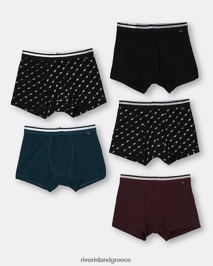 River Island αξεσουάρ μωβ άνδρες πολυσυσκευασία με 5 μπόξερ μονόγραμμα B6N8X5921