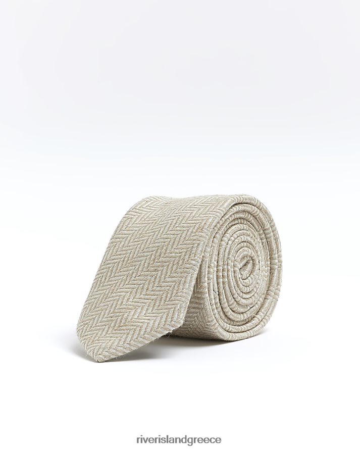 River Island αξεσουάρ πέτρα άνδρες γραβάτα με υφή ψαροκόκαλου B6N8X2935