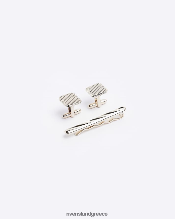 River Island αξεσουάρ χρυσός άνδρες σετ κλιπ γραβάτας με υφή χρώματος B6N8X2966