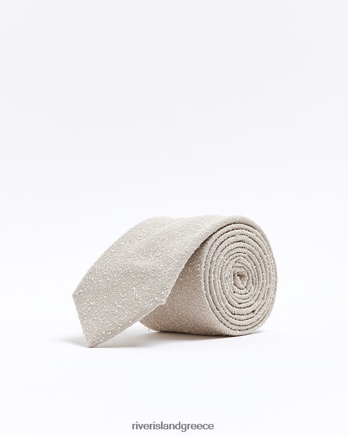 River Island αξεσουάρ εκρού άνδρες γραβάτα με ανάγλυφη υφή B6N8X5573