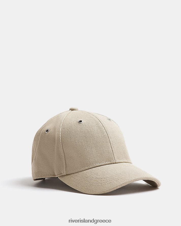 River Island αξεσουάρ πέτρα άνδρες καμβά κεντημένο καπάκι B6N8X3116