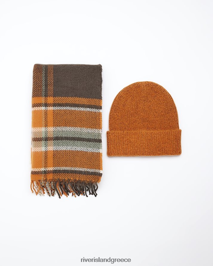 River Island αξεσουάρ πορτοκάλι άνδρες Σετ δώρου μαντήλι καρπού και καρέ B6N8X5568