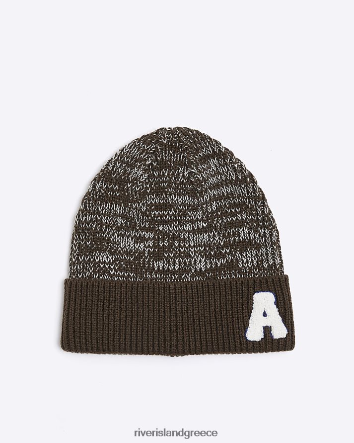 River Island αξεσουάρ καφέ άνδρες κεντημένο docker beanie B6N8X2787